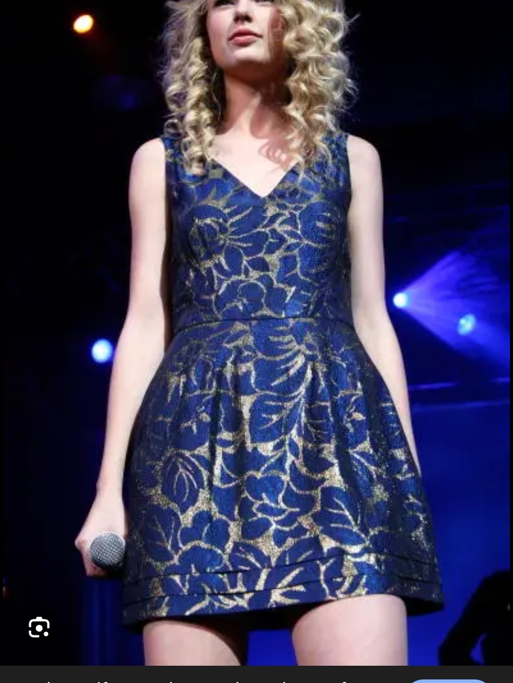 Sleeveless Floral Blue & Gold Dress - Taylor Swift